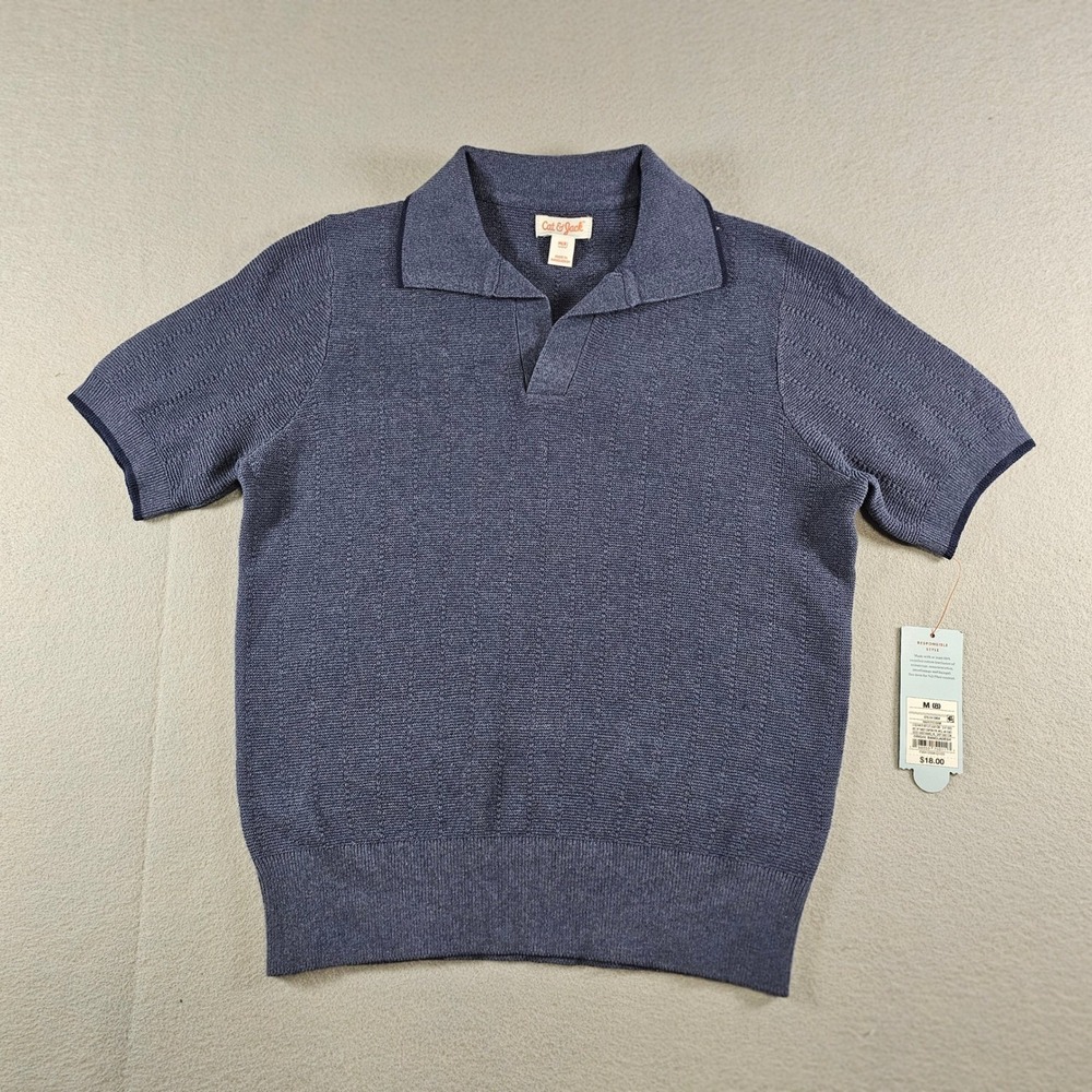 Cat & Jack Boys Navy Blue Knit Short Sleeve Polo Shirt Size M 8 NWT